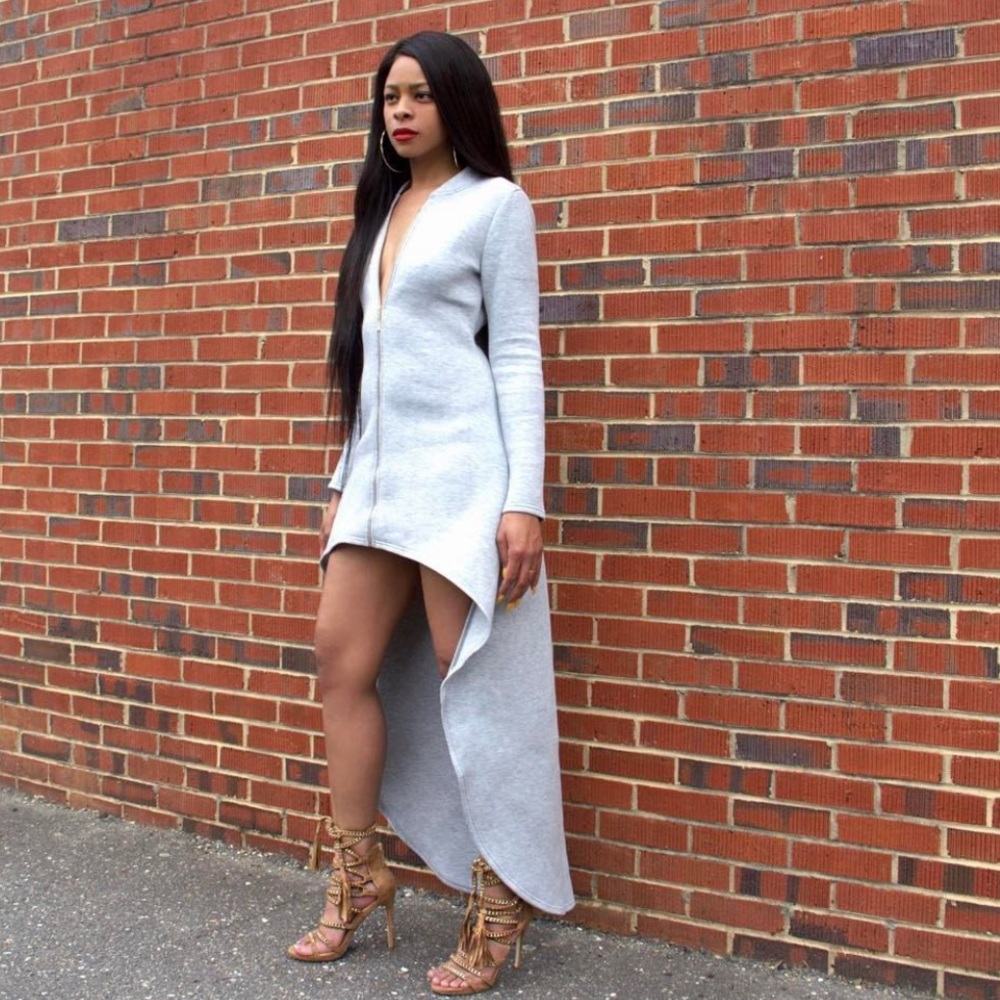 Gray high low sweatshirt dress